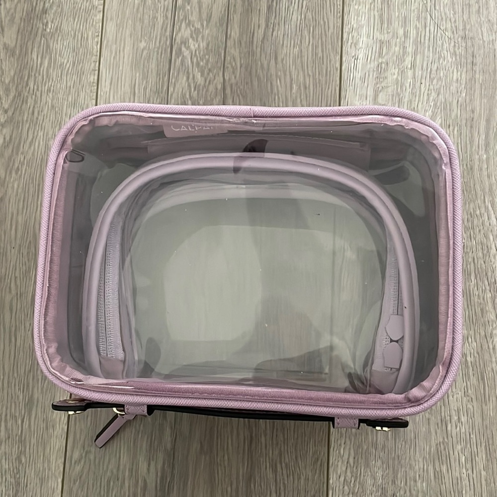 Calpak small clear cosmetic case in Lavender
